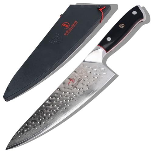Dalstrong Professional Chef Knife - 8” Blade - Shogun Series ELITE - Damascus Chef Knife - Japanese AUS-10V Super Steel - G10 Black Handle - Razor Sharp - Chef Knife with Sheath - Image 4