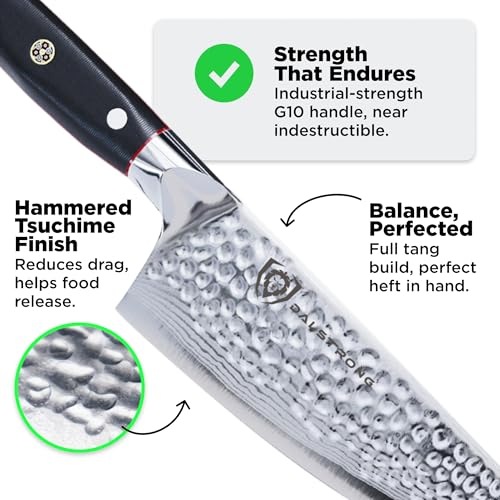 Dalstrong Professional Chef Knife - 8” Blade - Shogun Series ELITE - Damascus Chef Knife - Japanese AUS-10V Super Steel - G10 Black Handle - Razor Sharp - Chef Knife with Sheath - Image 5