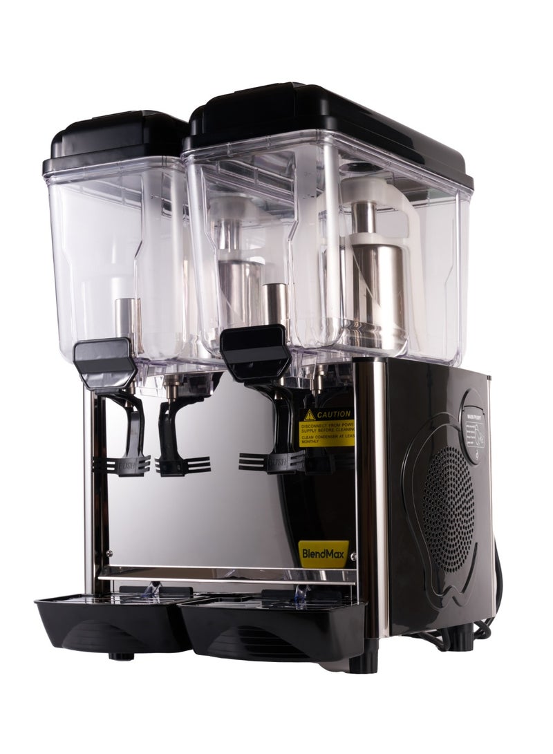 BlendMax Commercial Cold Beverage Dispenser Machine, Juice Dispenser, Water Dispenser, with Drip Tray Transparent, 2 Tanks, 2x12 Litres, 424x445x655 (mm) - Image 1