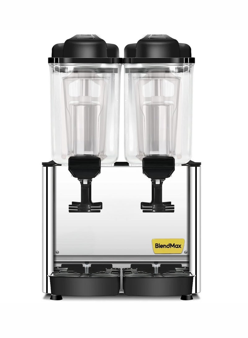 BlendMax Commercial Cold Beverage Dispenser Machine, Juice Dispenser, Water Dispenser, with Drip Tray Transparent, 2 Tanks, 2x12 Litres, 424x445x655 (mm) - Image 2