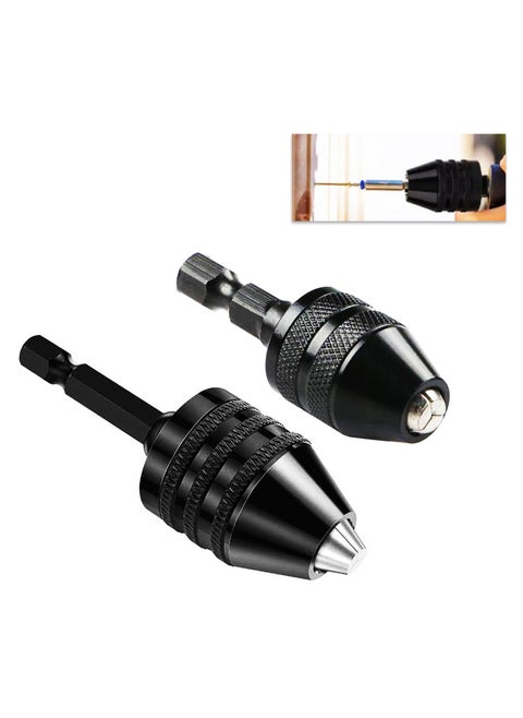 Mini Drill Chuck Adapter Yakumuz 2 PCS Keyless Quick Change Mini Drill Chuck Converter 1/4” Hex Shank for Micro Drill Bit Chuck Conversion Tool (0.3-6.5mm+0.3-3.6mm)