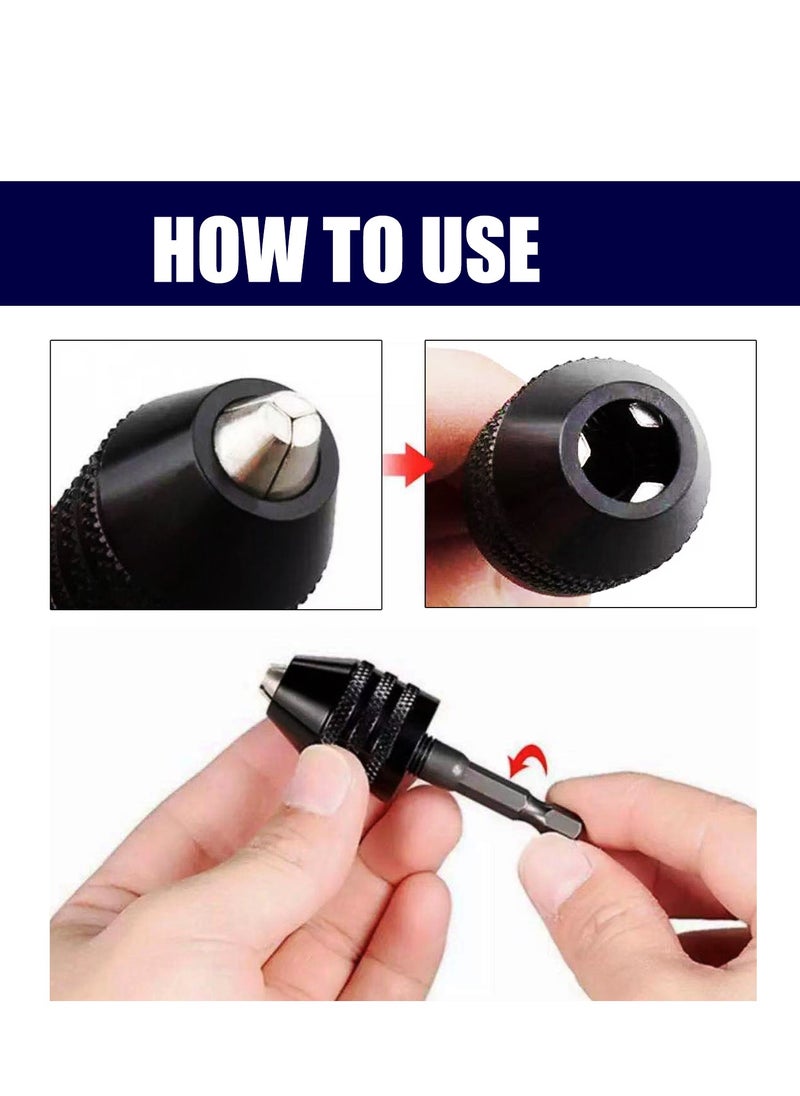 Yakumuz - Mini Drill Chuck Adapter Yakumuz 2 PCS Keyless Quick Change Mini Drill Chuck Converter 1/4” Hex Shank for Micro Drill Bit Chuck Conversion Tool (0.3-6.5mm+0.3-3.6mm) - Image 1