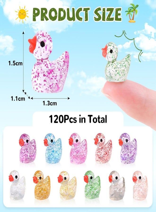TINKRSTUFF 120PCS Mini Resin Glitter Ducks Assorted Colors Bulk, Tiny Cute Figures to Hide, Small Accessories Miniature Animals Kit for Cake Topper Garden Dollhouse Landscape Aquarium Ornaments DIY & Decor - Image 2