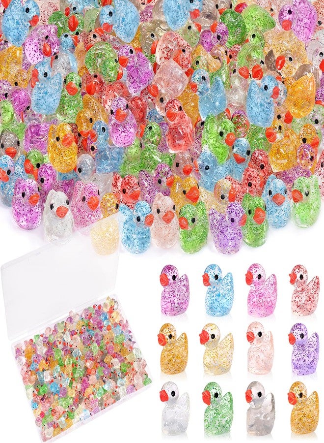 TINKRSTUFF 120PCS Mini Resin Glitter Ducks Assorted Colors Bulk, Tiny Cute Figures to Hide, Small Accessories Miniature Animals Kit for Cake Topper Garden Dollhouse Landscape Aquarium Ornaments DIY & Decor - Image 1