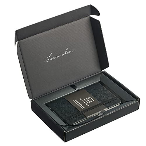 Leatherpress دفتر ملاحظات جلدية كلاسيكية من ليذر بريس، غلاف صلب، إغلاق مرن، صفحات ضيقة السطر، مجموعة إلهام - Image 5