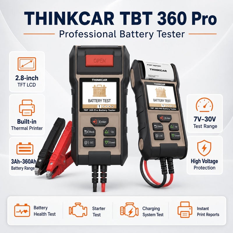 THINKCAR TBT360 Pro Battery Tester With Built-In Printer, 12V Battery Test And 12V/24V Charging System Diagnosis - Image 1