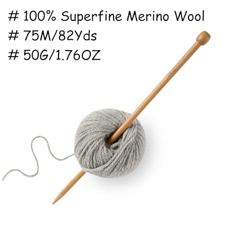 Gisimo 100% Merino Wool Yarn, 3-Ply Luxurious and Soft Yarn for Hand Knitting & Crocheting (Light Gray,1Ball) - Image 3