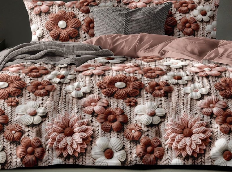 Laying Style™ 1 Reversible Comforter Super King Size 108 x 108 Both Side Same Print 1 Bedsheet King Size 108 * 108 inches and 2 Pillow Cover 4 Pieces Bedding Set | AC Quilt | AC Dohar (Design-24) - Image 3