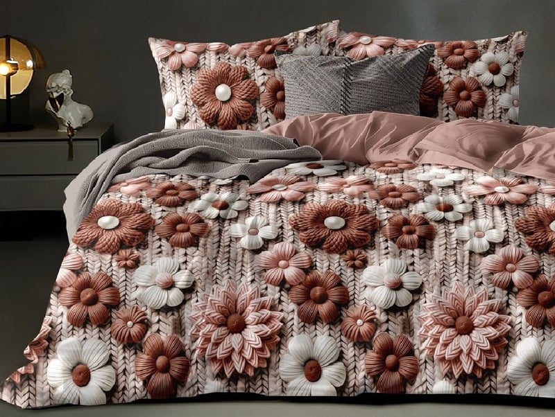 Laying Style™ 1 Reversible Comforter Super King Size 108 x 108 Both Side Same Print 1 Bedsheet King Size 108 * 108 inches and 2 Pillow Cover 4 Pieces Bedding Set | AC Quilt | AC Dohar (Design-24) - Image 2