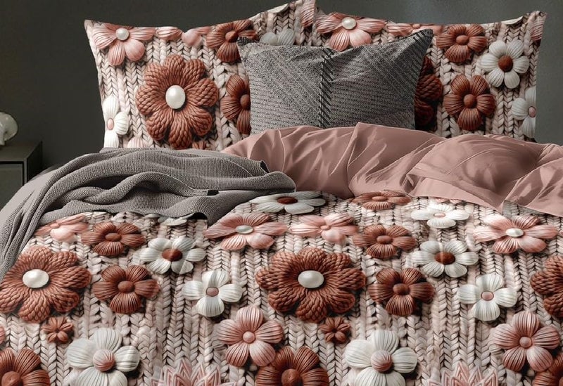 Laying Style™ 1 Reversible Comforter Super King Size 108 x 108 Both Side Same Print 1 Bedsheet King Size 108 * 108 inches and 2 Pillow Cover 4 Pieces Bedding Set | AC Quilt | AC Dohar (Design-24) - Image 4