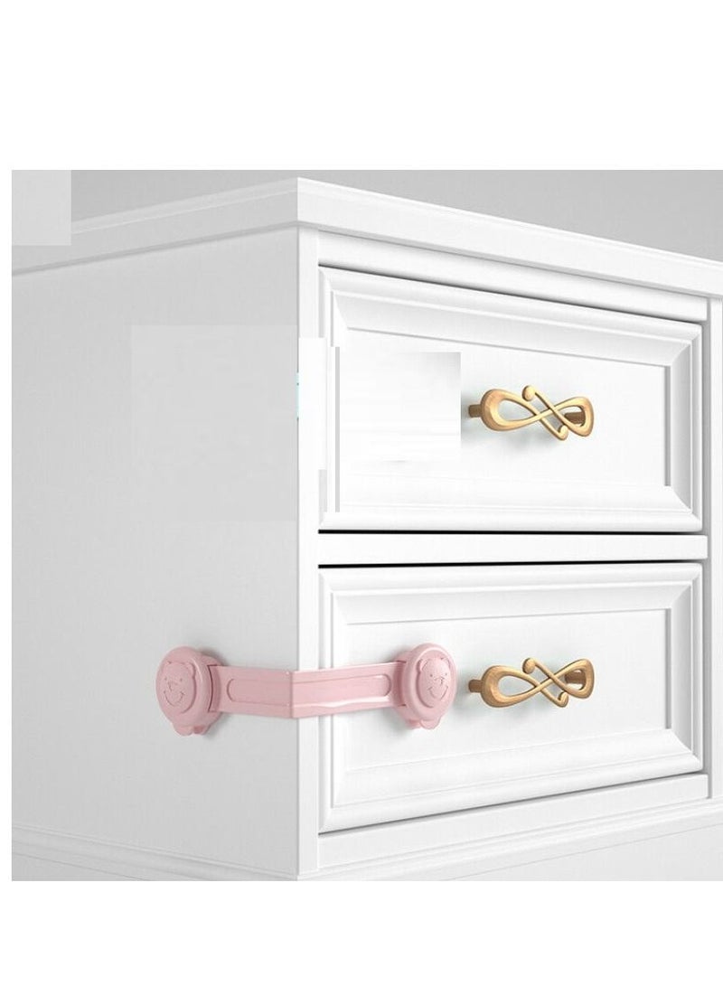 Drawer Lock Secure Lock Cabinet Door Anti-open Baby Protection Against Pinch Pink 3 Pcs - Image 1