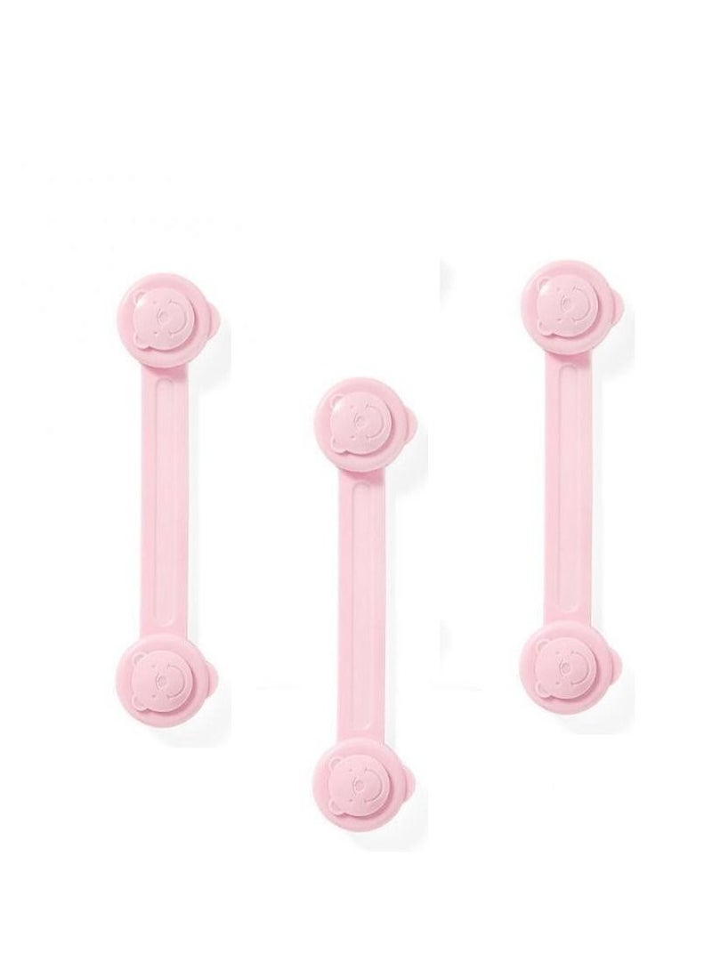 Drawer Lock Secure Lock Cabinet Door Anti-open Baby Protection Against Pinch Pink 3 Pcs - Image 2