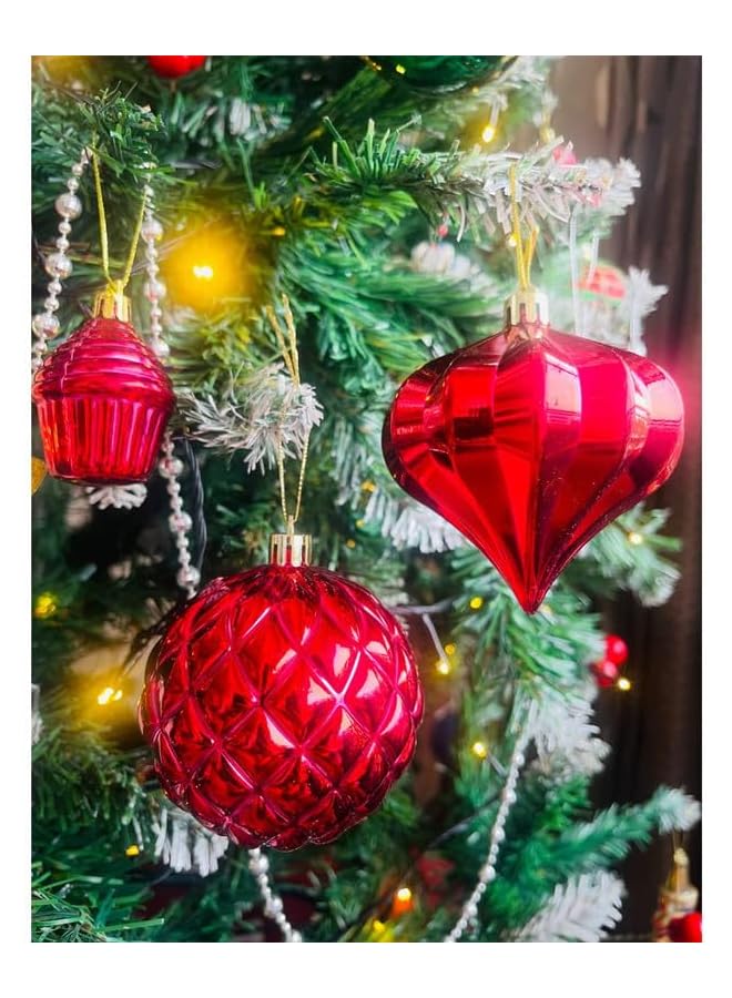 The Bros 27-Piece Red Assorted Christmas Tree Ornaments Set - Lightweight, Durable, Easy to Hang Ornaments - Vibrant Christmas Tree Decorations for Stunning Holiday Decor - Image 4