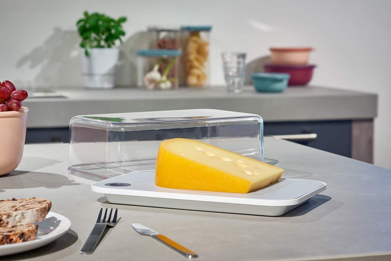 Mepal Modula Transparent Cheese Dome with Built in Grey Cutting Board Kinds of Cheeses | Dishwasher Safe | 95oz/2800ml | BPA Free | Made in Holland - Image 4