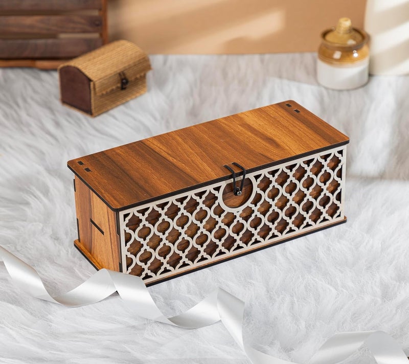 ASCELIO Wooden Dry Fruit Box Spice Box For Kitchen Mukhwas Box for Festival Gifting Gift Box With Air Tight Dry Fruit Containers Supari Box Sweet Box Masala Box Storage Box Set Of 3 Jars - Image 1