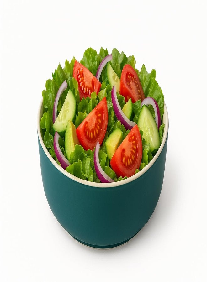 Mirakii Fresh Ceramic Green 600 ml Salad Bowl 1-Piece, Microwave and Dishwasher Safe, for Serving Salad, Pasta and Fruits, (Green) - Image 3