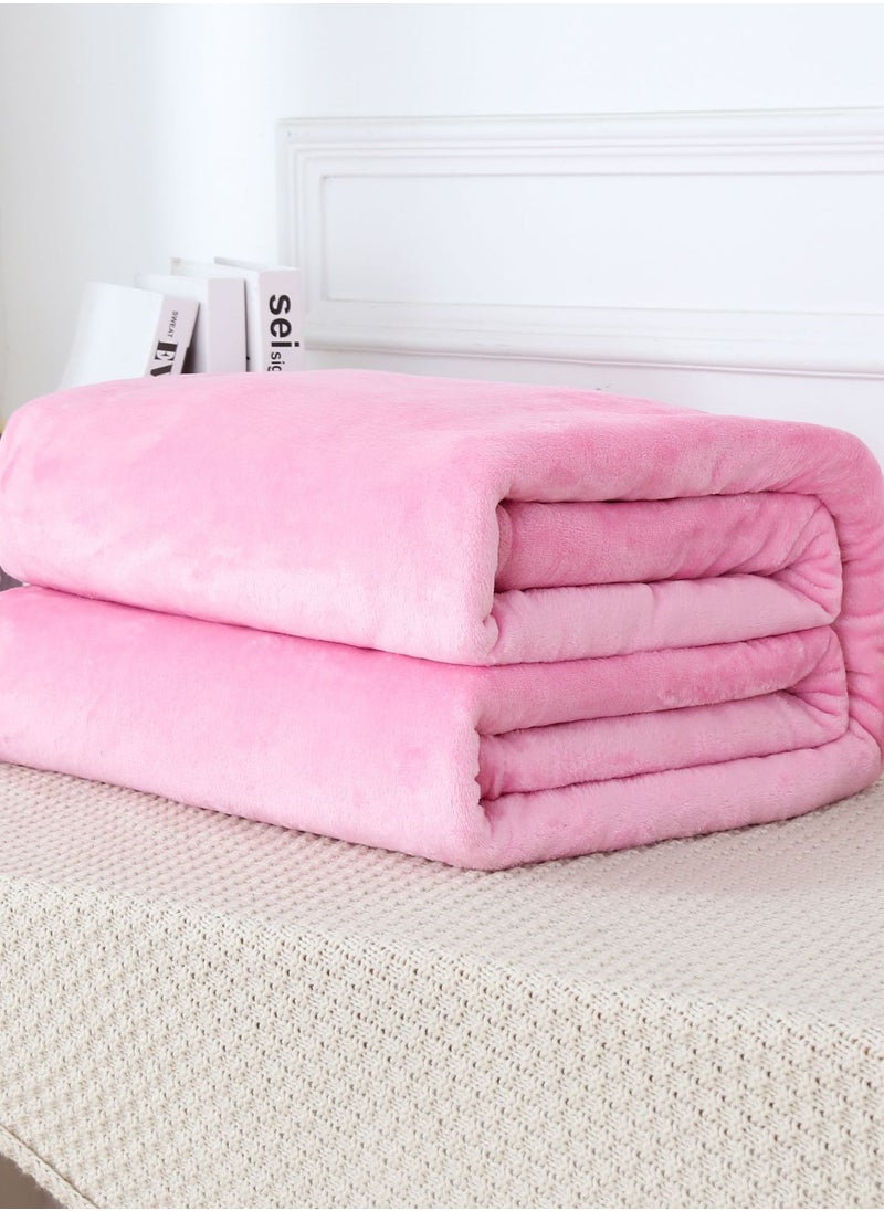 Loquat Solid Color Cloud Sable Blanket Office Nap Blanket Air Conditioned Roof Blanket Flannel Blanket Pink  - Image 1