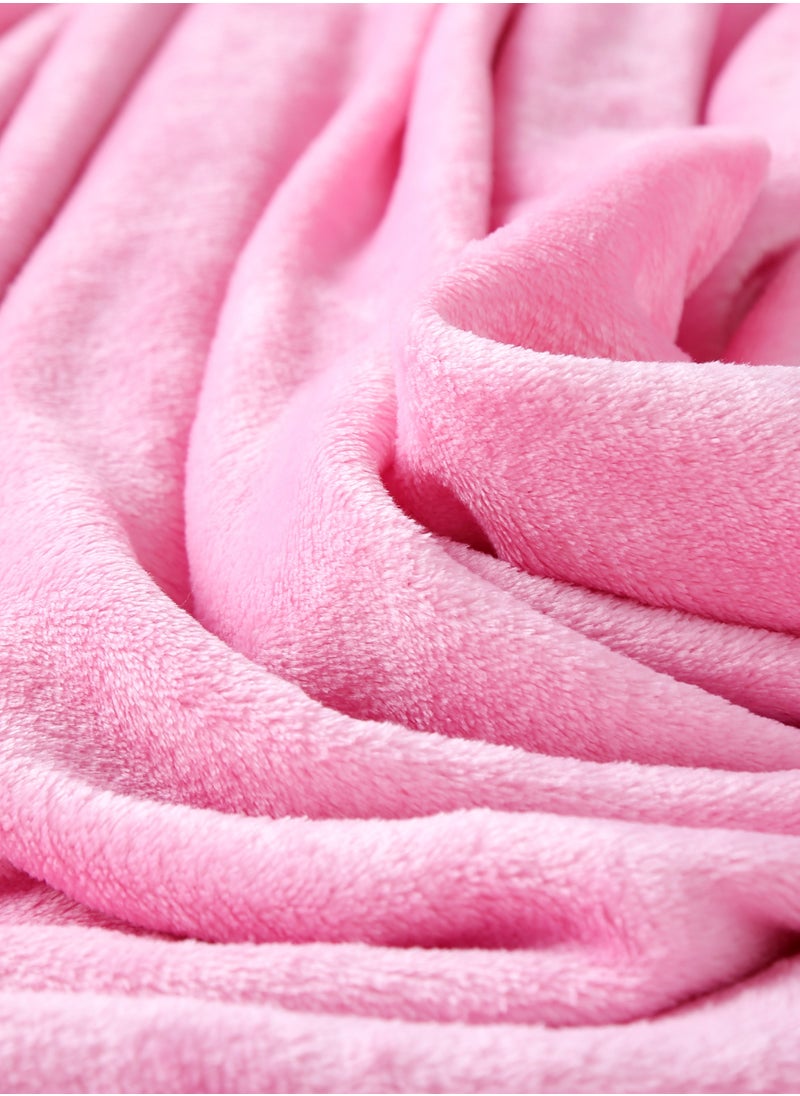 Loquat Solid Color Cloud Sable Blanket Office Nap Blanket Air Conditioned Roof Blanket Flannel Blanket Pink  - Image 2