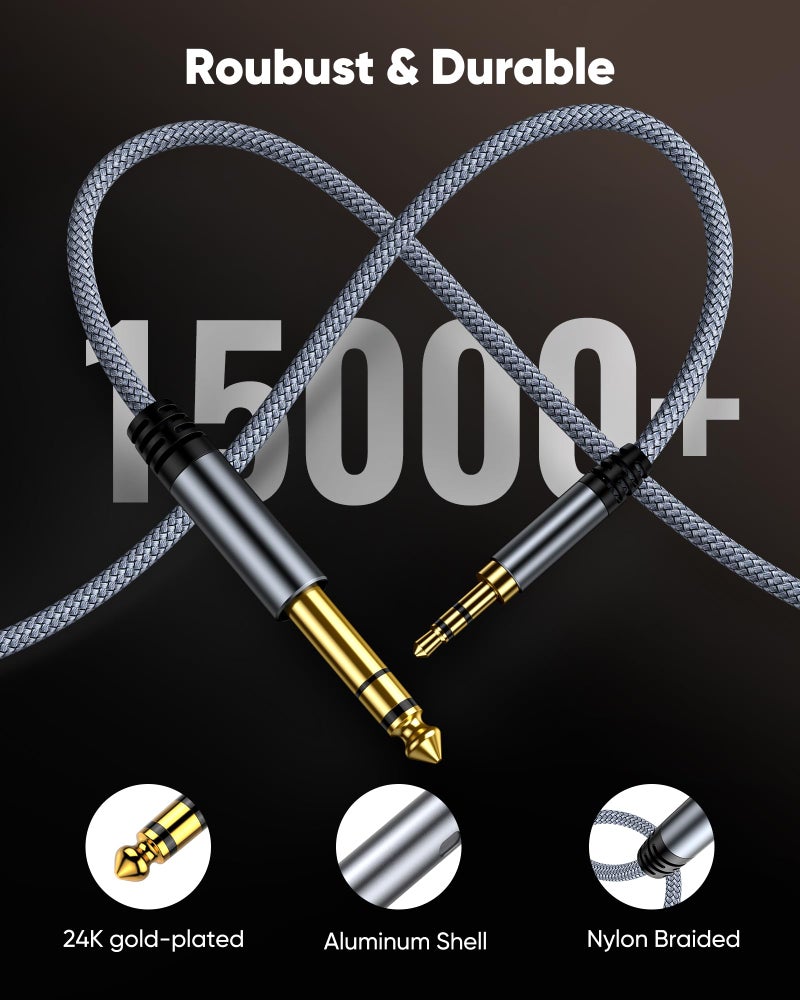 Highwings 3.5mm to 6.35mm Stereo Audio Cable - 6 ft, 1/4 to 1/8 TRS Bidirectional Stereo Cable for Guitar, Home Theater, Speakers and Amplifiers - Image 2