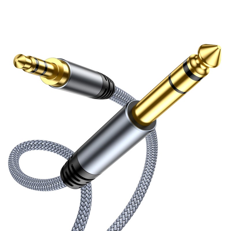 Highwings 3.5mm to 6.35mm Stereo Audio Cable - 6 ft, 1/4 to 1/8 TRS Bidirectional Stereo Cable for Guitar, Home Theater, Speakers and Amplifiers - Image 1