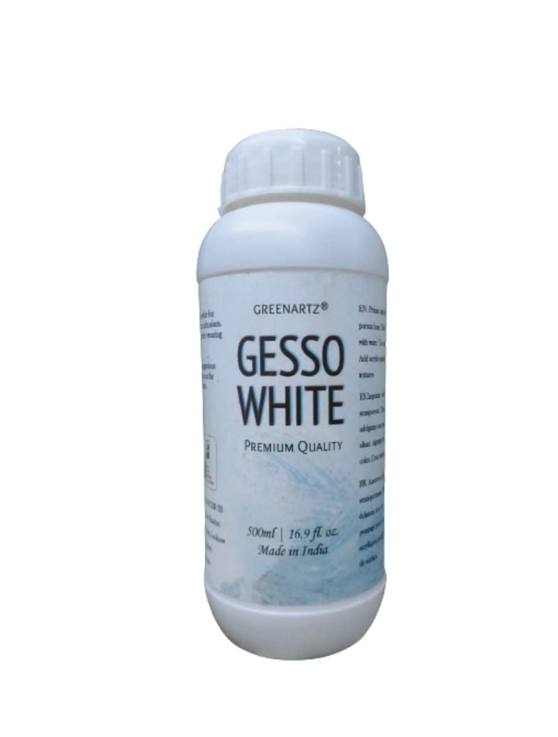 GREENARTZ® 500ml White Gesso for acrylic oil painting | Universal smooth Primer | Texture Medium for wood canvas clay (800g) - Image 1