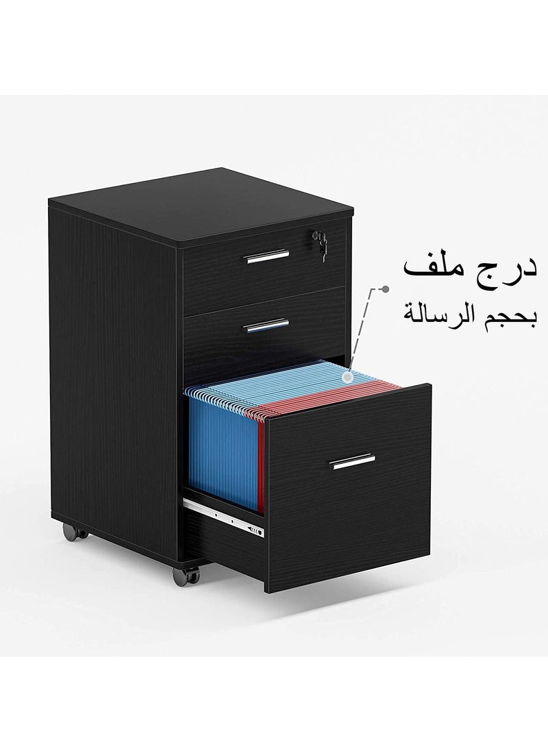 NOAEOU - 210 x 160 x 75 CM Office Computer Desk, Study Table, L Shaped Computer Desk, Large Desk with File Cabinet,  Table  for Home Office with Drawers, Black - Image 1