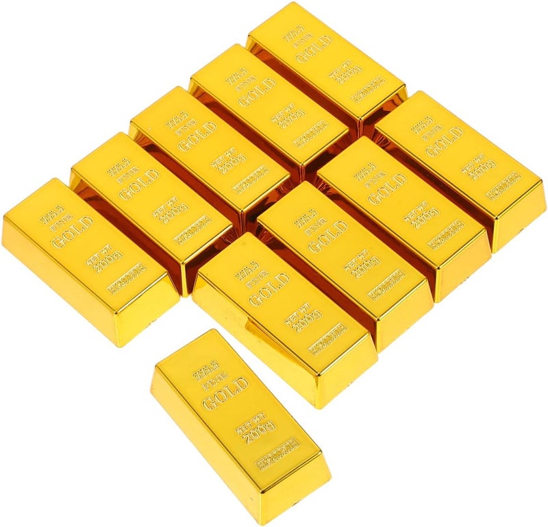 Vaguelly 10pcs Simulation Gold Bars Imitation Plastic Gold Bar Decor for Pirate Party Halloween and Stage Props Chic Design Compact for Boy Girl - Image 1
