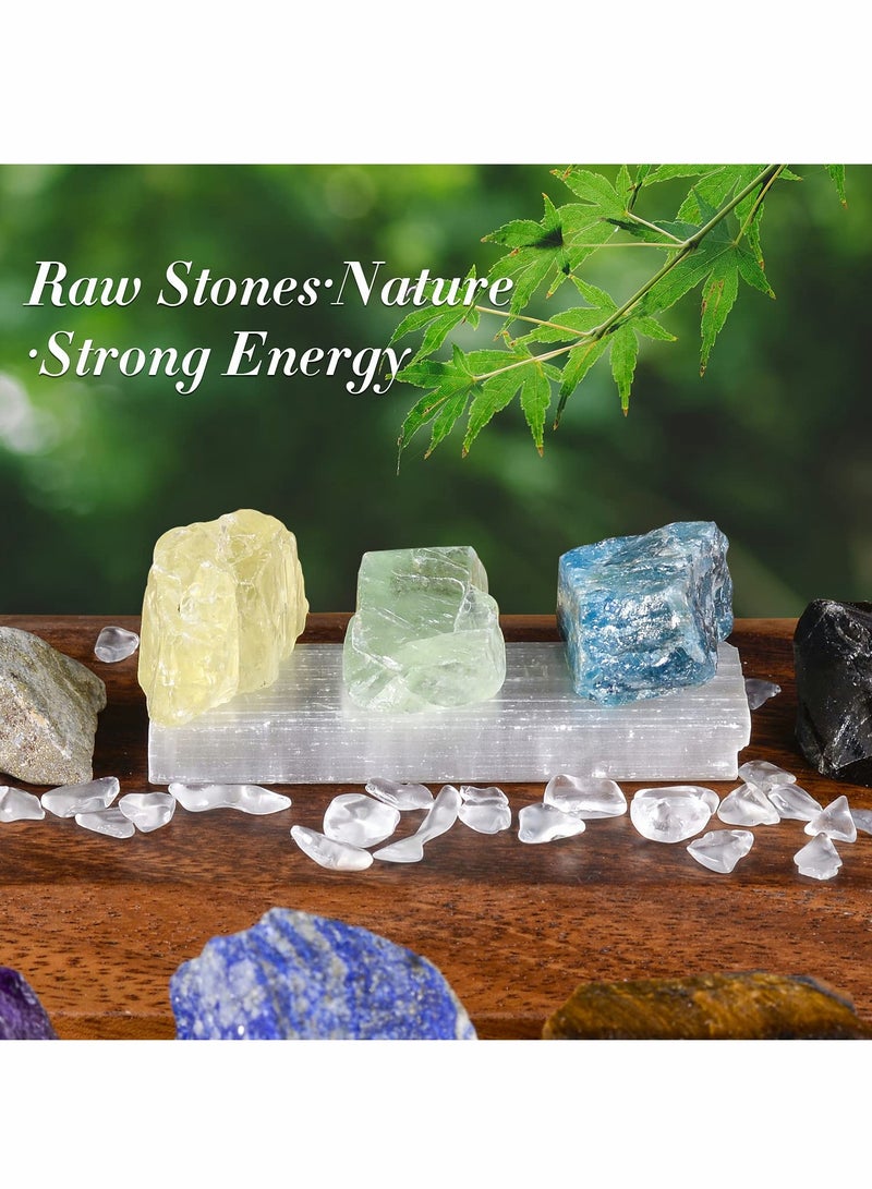 Excefore 17Pcs Crystals and Healing Stones, 14Pcs Real Raw Chakra Stones Set, Selenite Charging Plate, Amethyst Necklace, Rose Quartz, Gift Box, Guide for Beginners, Collection, Meditation, Yoga, Lady  - Image 4