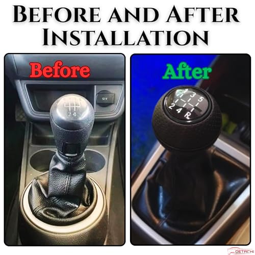 DETACHI Aluminium Gear Shifter 5-Speed, Anti-Slip Ball Knob, Glossy Black, Universal (Matte Black) - Image 2