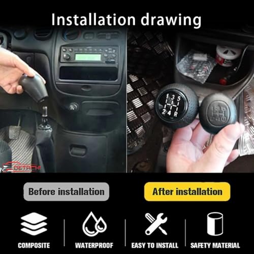 DETACHI Aluminium Gear Shifter 5-Speed, Anti-Slip Ball Knob, Glossy Black, Universal (Matte Black) - Image 4