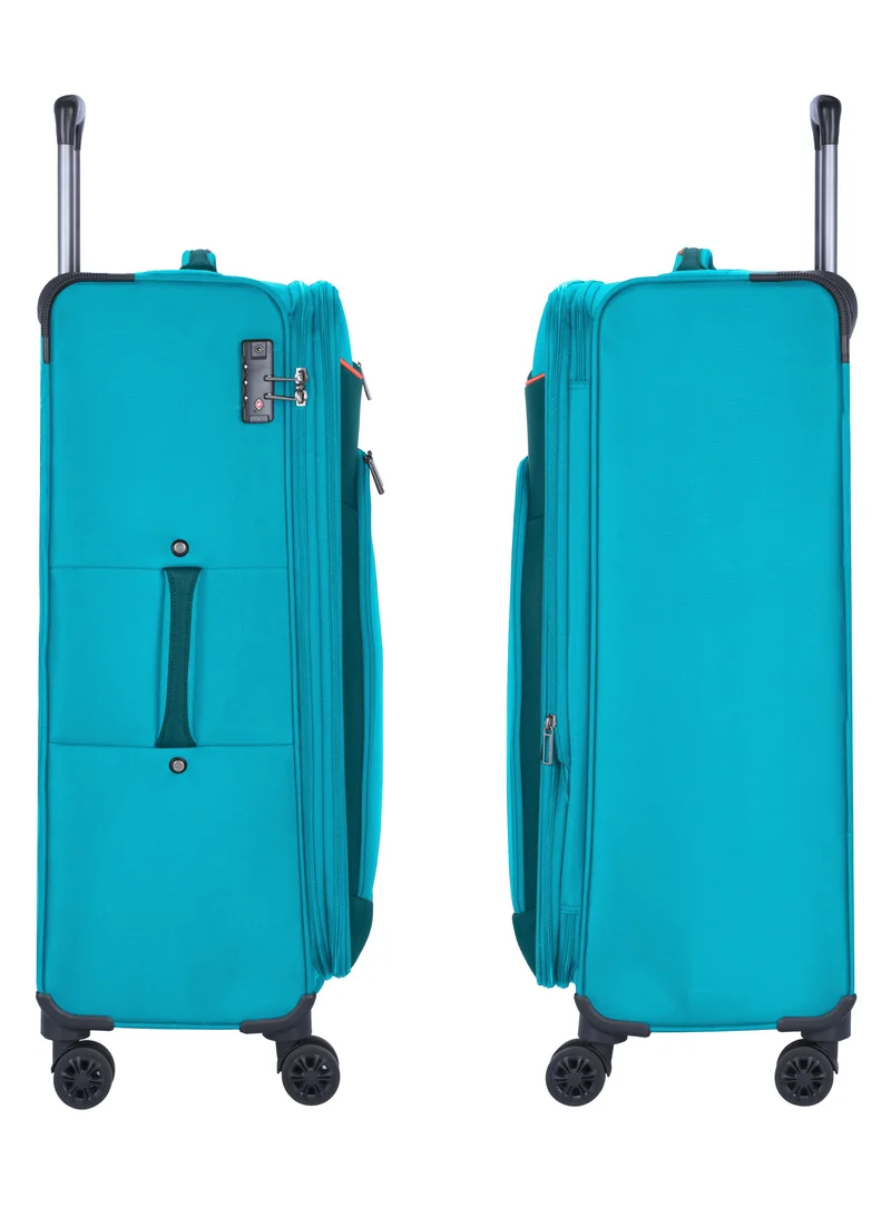 eminent Expandable Trolley Luggage Set of 3 Bag Soft Suitcase for Unisex Travel Polyester Shell Lightweight with TSA lock Double Spinner Wheels E777SZ Green