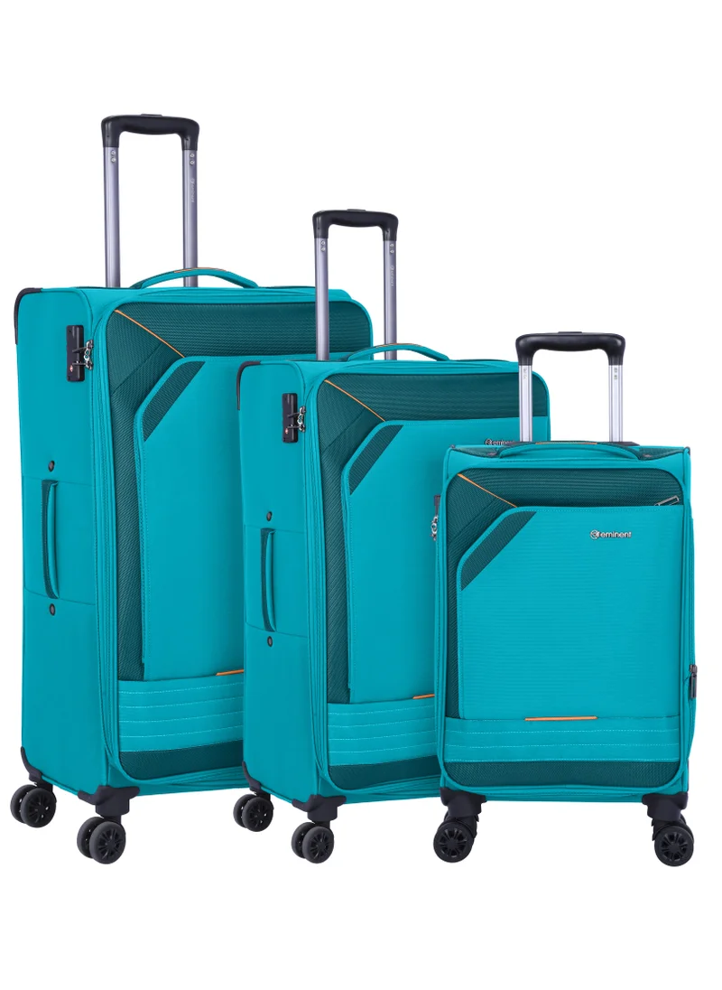 إيمينينت Expandable Trolley Luggage Set of 3 Bag Soft Suitcase for Unisex Travel Polyester Shell Lightweight with TSA lock Double Spinner Wheels E777SZ Green
