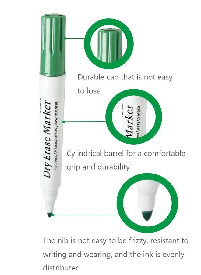 GBQ 12PCS Whiteboard Erasable Marker Set Green - Image 3