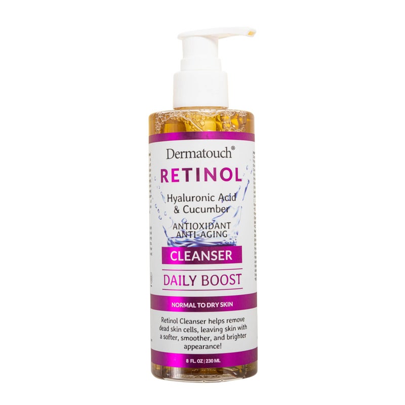 DERMATOUCH Retinol Face Cleanser 8 oz Hyaluronic Acid Cucumber Vitamins Made in America