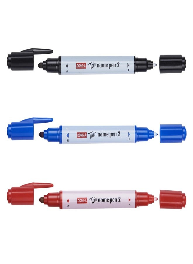 Dong-A Permanent Marker Dual Tip 1Mm & 0.4Mm 12 Marker Set, Multicolor - Image 2