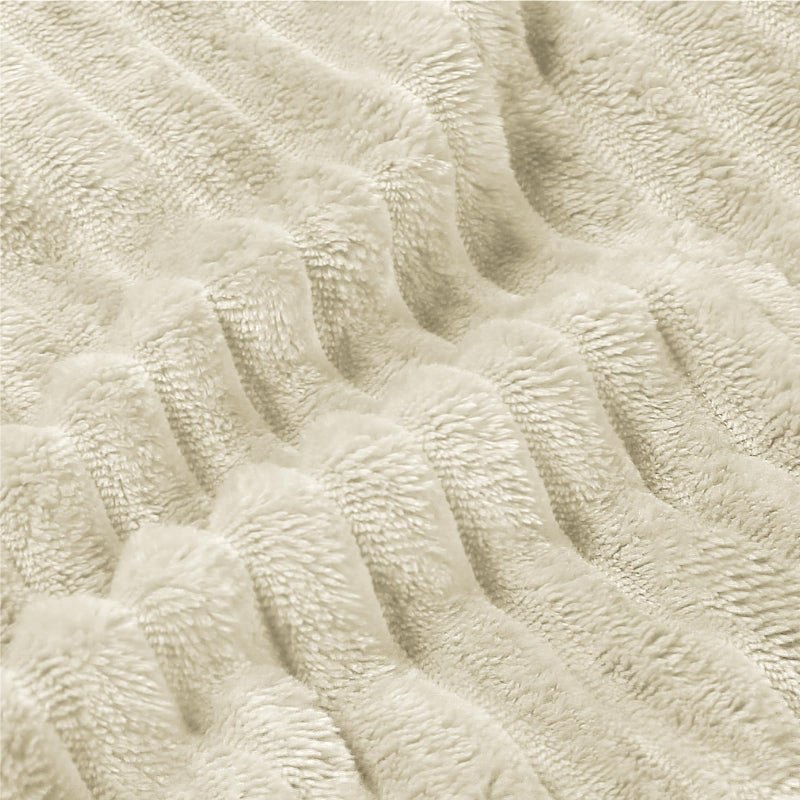 بيديليت بيدليت الصوف بطانية حجم الملك - 3D مضلع جاكار ناعم ودافئ البطانيات الغامضة - دافئة رقيقة من الزحام بطانيات رمي ​​خفيفة الوزن لأريكة أريكة أريكة (بيج 108x90 بوصة) - Image 3