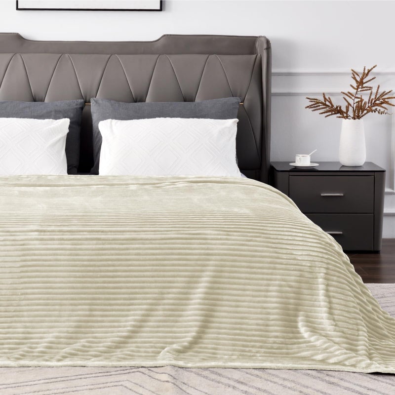 بيديليت بيدليت الصوف بطانية حجم الملك - 3D مضلع جاكار ناعم ودافئ البطانيات الغامضة - دافئة رقيقة من الزحام بطانيات رمي ​​خفيفة الوزن لأريكة أريكة أريكة (بيج 108x90 بوصة) - Image 2