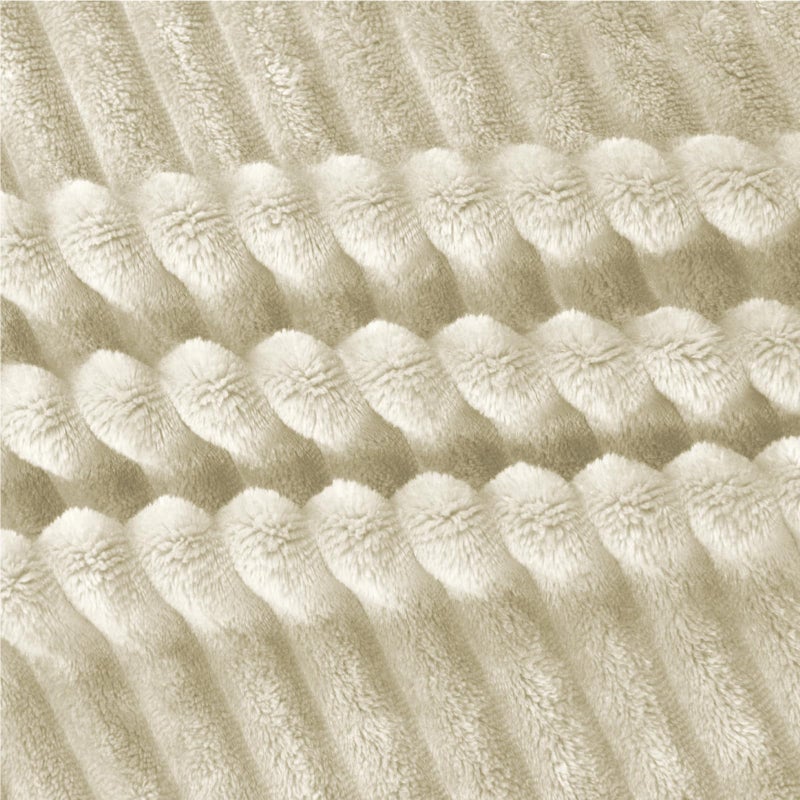 بيديليت بيدليت الصوف بطانية حجم الملك - 3D مضلع جاكار ناعم ودافئ البطانيات الغامضة - دافئة رقيقة من الزحام بطانيات رمي ​​خفيفة الوزن لأريكة أريكة أريكة (بيج 108x90 بوصة) - Image 4