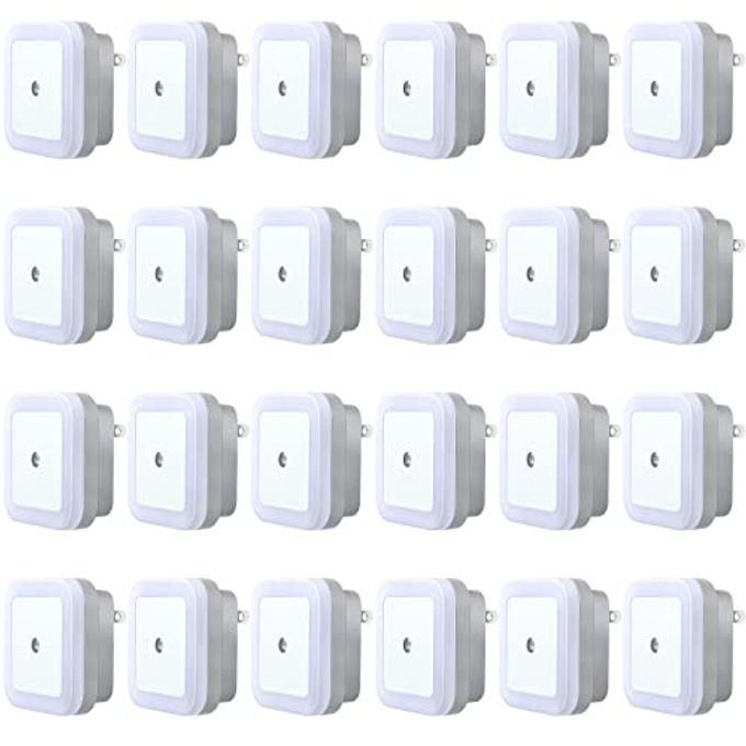 Hortsun 24 Packs LED Night Lights Plug into Wall with Smart Dark Sensor Automatic Hallway Plug in Lights for Bedroom, Bathroom, Toilet, Stairs, Kitchen, Adults(White) - Image 1