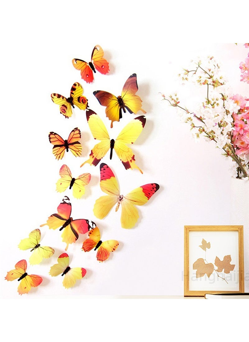 Hanghaijia - 12 Pcs 3D Butterfly Wall Sticker, Detachable Mural DIY Self-adhesive Suitable For Home Room And Kindergarten Wall Decoration - Image 1