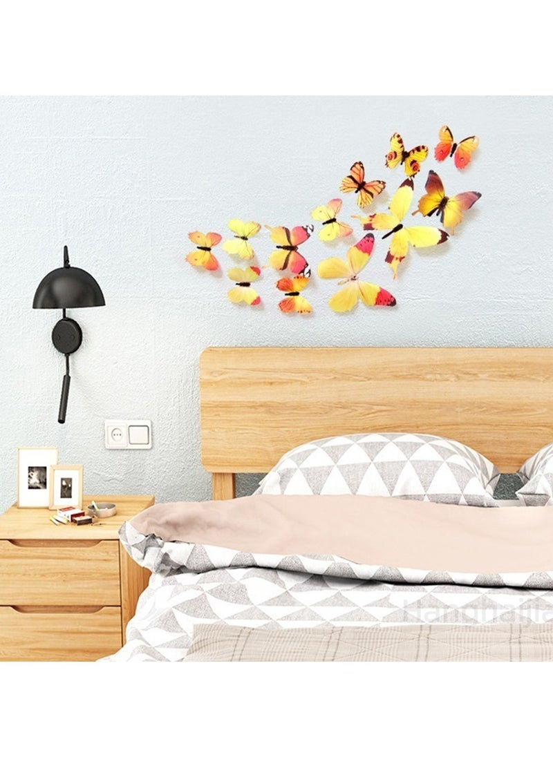 Hanghaijia - 12 Pcs 3D Butterfly Wall Sticker, Detachable Mural DIY Self-adhesive Suitable For Home Room And Kindergarten Wall Decoration - Image 1