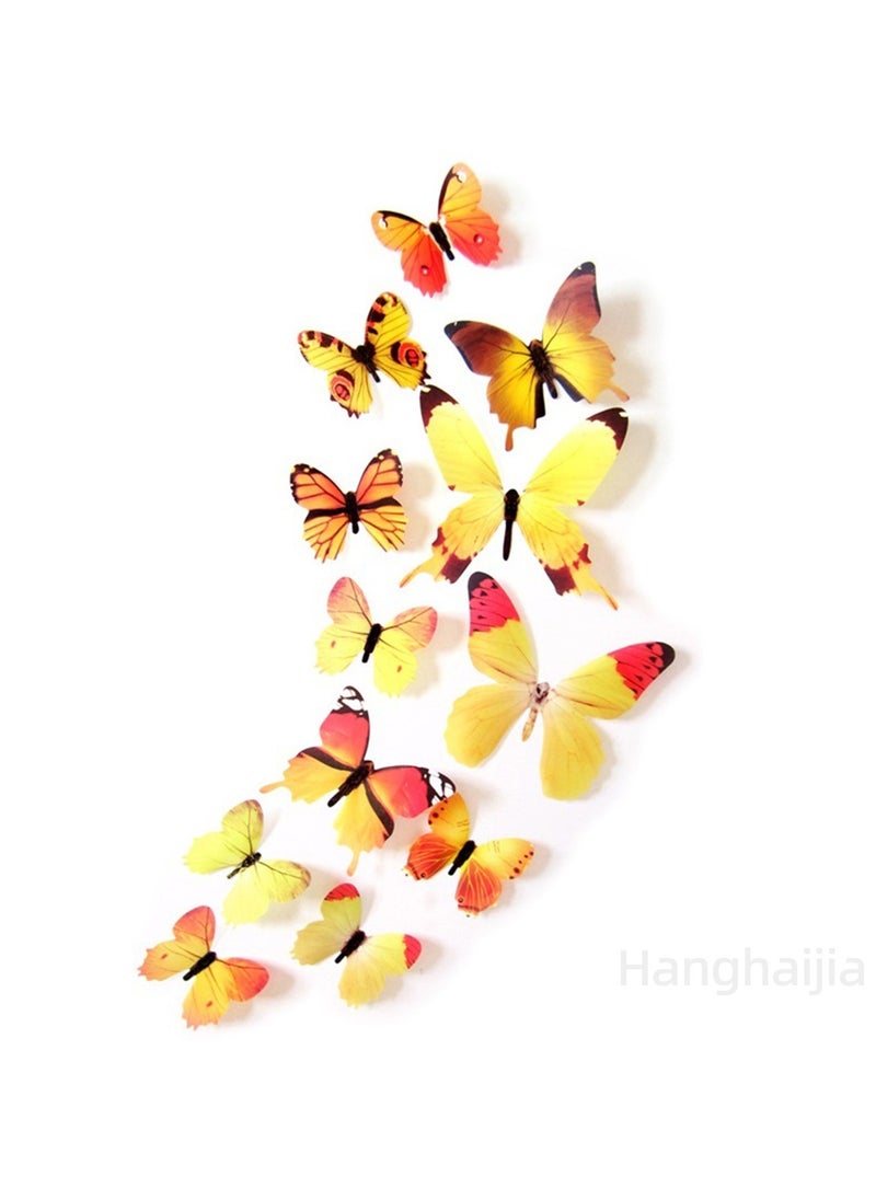 Hanghaijia - 12 Pcs 3D Butterfly Wall Sticker, Detachable Mural DIY Self-adhesive Suitable For Home Room And Kindergarten Wall Decoration - Image 1