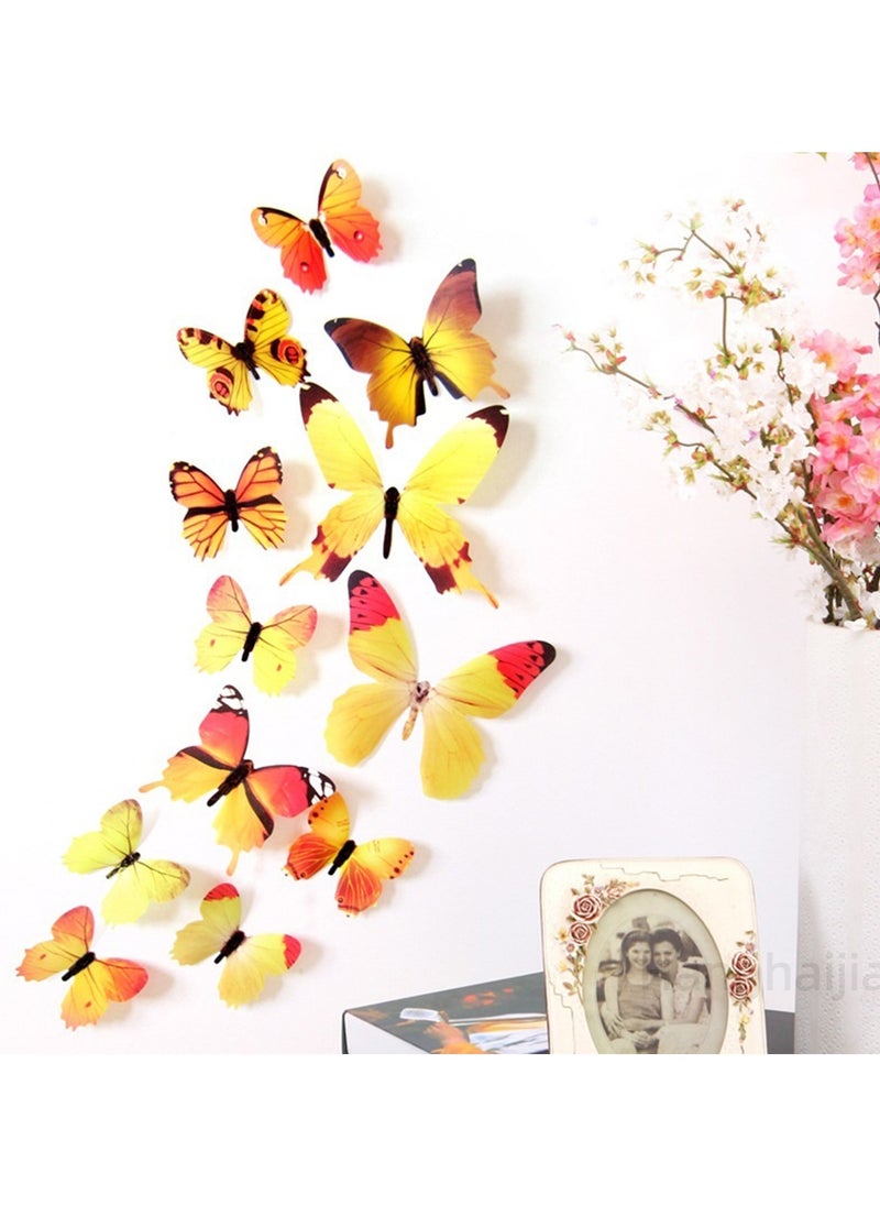 Hanghaijia - 12 Pcs 3D Butterfly Wall Sticker, Detachable Mural DIY Self-adhesive Suitable For Home Room And Kindergarten Wall Decoration - Image 1