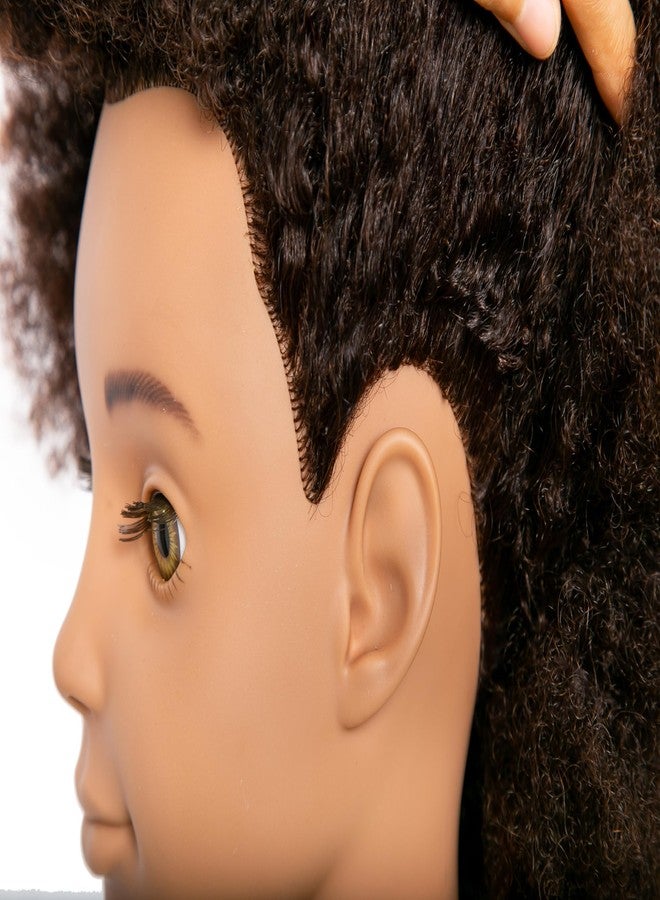 موريس رأس دمية تجميلية من شعر بشري طبيعي 100% أفرو بطول 10 بوصات، مناسبة للأطفال والمراهقين، مع حامل تثبيت (10 بوصات). - Image 5