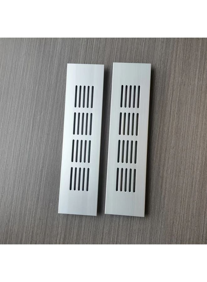 2pcs Silvery Aluminum Vent Covers Decorative Airflow Grille for Cabinets Furniture - Image 1