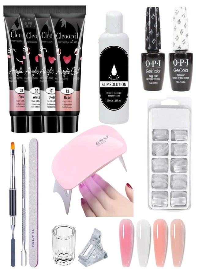 TODDLIS Poly Nail Gel Extension Kit for Builder Gel UV Nail Art Kit Nail Extension Set (Nude, Pink, White,Clear) (13 Items in the set) - Image 1