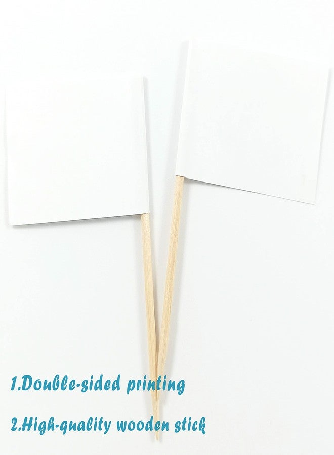 QQSD Solid White Toothpick Flag DIY Blank Flag Small Mini Plain White Cupcake Topper Flags, 100 pcs - Image 5