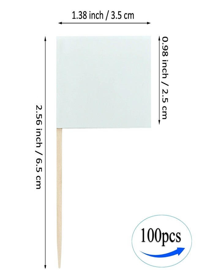 QQSD Solid White Toothpick Flag DIY Blank Flag Small Mini Plain White Cupcake Topper Flags, 100 pcs - Image 4