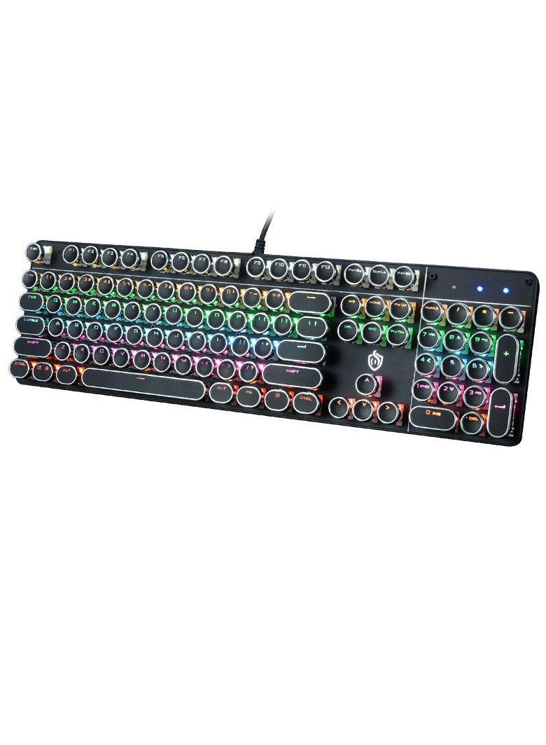 general HJK900 Gaming Keyboard Punk Mechanical Keyboard 104 Key Metal Translucent Computer Wired Keyboard Best Gift For Pc Computer Gamer Black - Image 1