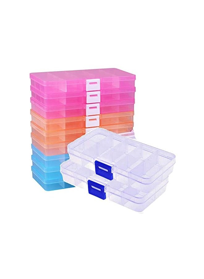 Tuklye 10 pack Jewellery Organiser, 10 Grids Bead Organizer and Storage for Art and Crafts,Clear Compartment Plastic Organizer-Travel Organizer Box, Small Parts Organizer For Beads, Jewlery, Rings  - Image 2
